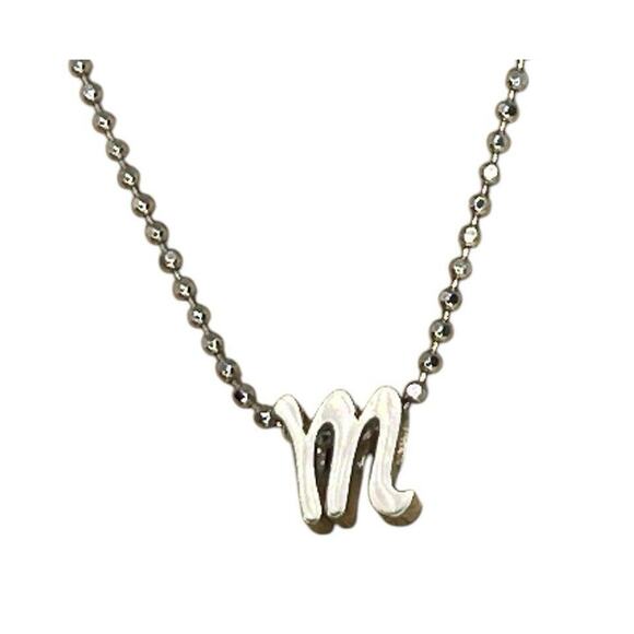 Alex Woo Sterling Silver ‘M’ Initial Pendant Necklace NY Designer Luxury Fashion - Picture 12 of 14
